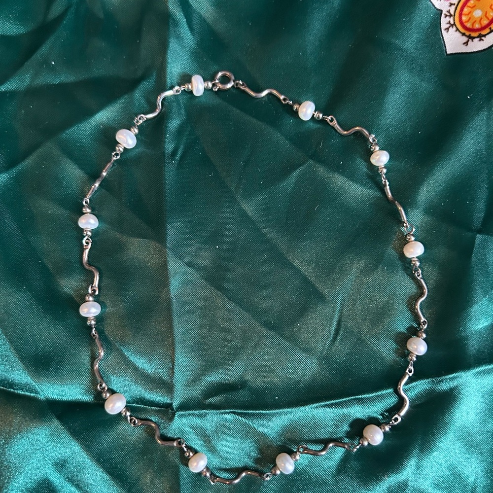 Vintage silver and white beaded necklace